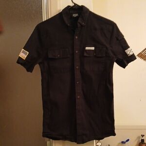 Grunt Style Black Casual Button Down Shirt. Xs‎ Men, Small Women.